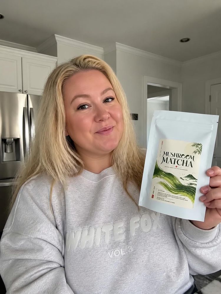 Customer photo of a matcha mushroom blend made with stone-milled Japanese matcha